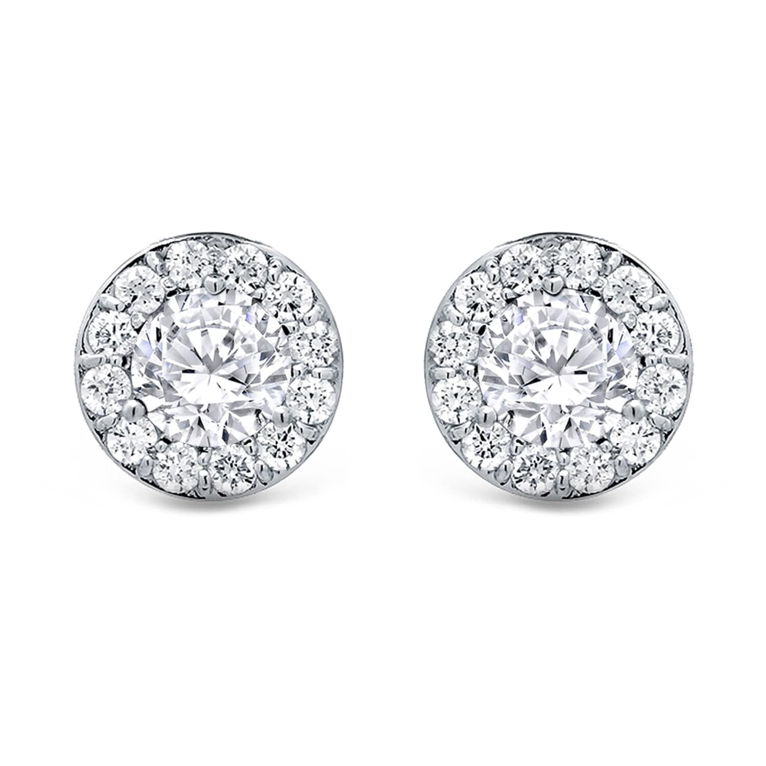 Auriya 14k Gold 1ctw Round Halo Diamond Stud Earrings