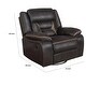 preview thumbnail 5 of 3, Jake 41 Inch Gliding Manual Recliner, Pillowtop, Dark Brown Faux Leather