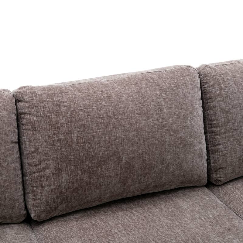 Spacious Polyester UShape Sectional Sofa with Iron Feet Foam Seat Fill, Removable Cushions