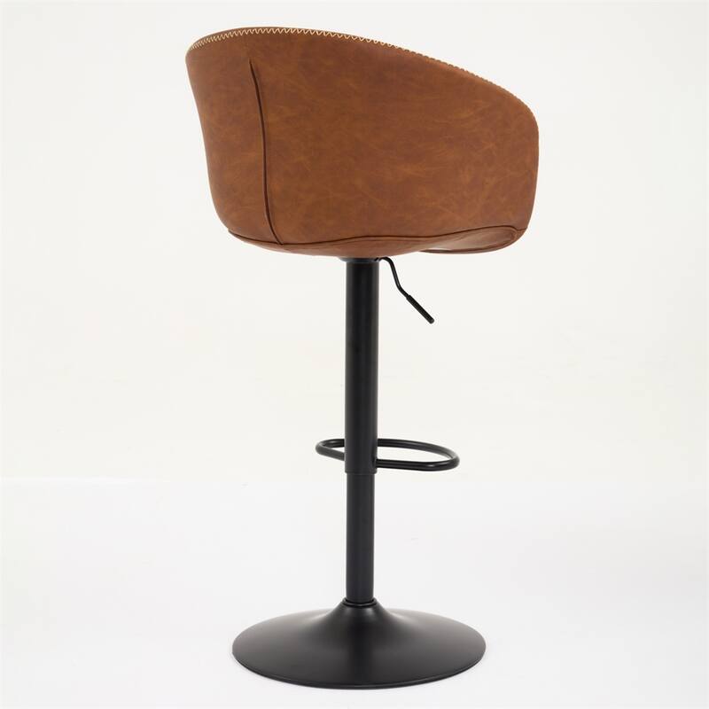 Adjustable Swivel Leather Upholstered Counter Height Bar Stool w/ Base