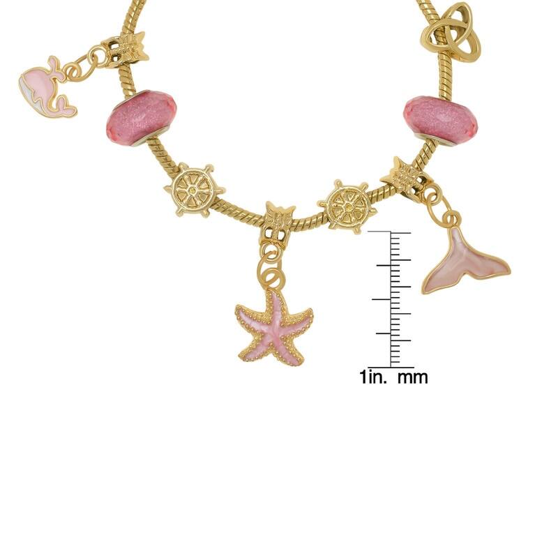Victoria Townsend Gold Plated Pink Sea Creature Charm Bracelet