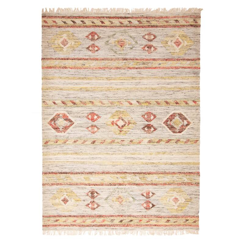 ECARPETGALLERY Flat-Weave Ankara FW Light Grey Wool Kilim - 5'8 x 7'10