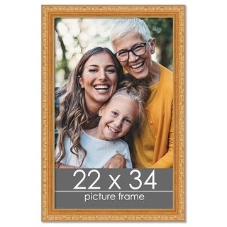 22x34 Traditional Gold Complete Wood Picture Frame with UV Acrylic ...