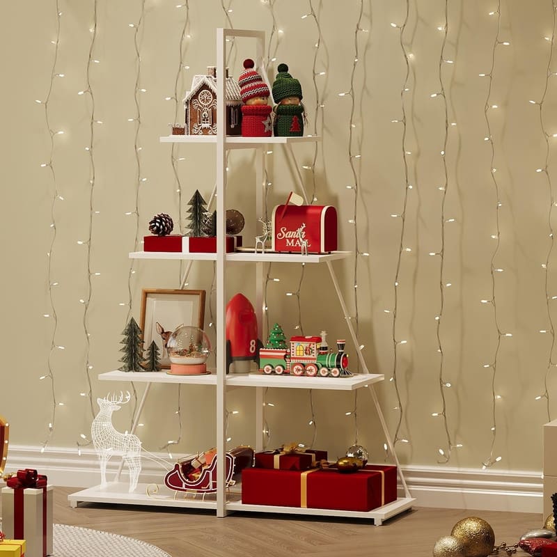 Boat Shaped 4-Tier Bookshelf Narrow Modern Bookcase