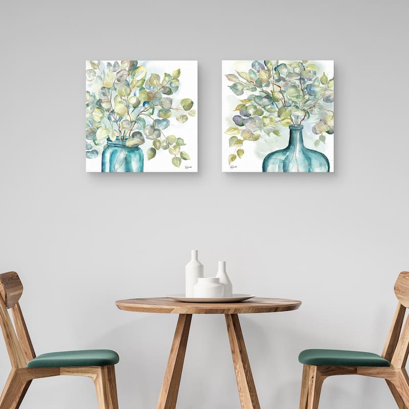 Eucalyptus in Mason Jar II, Eucalyptus in Mason Jar III by Tre Sorelle Studios Canvas Art Prints