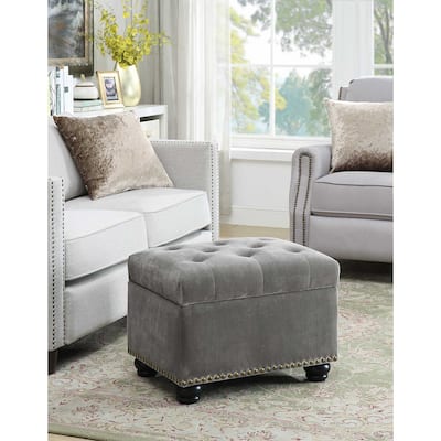 Round Ottoman - Upholstered Circular Stool with Cushion Top for Extra Seating or Accent Furniture Piece