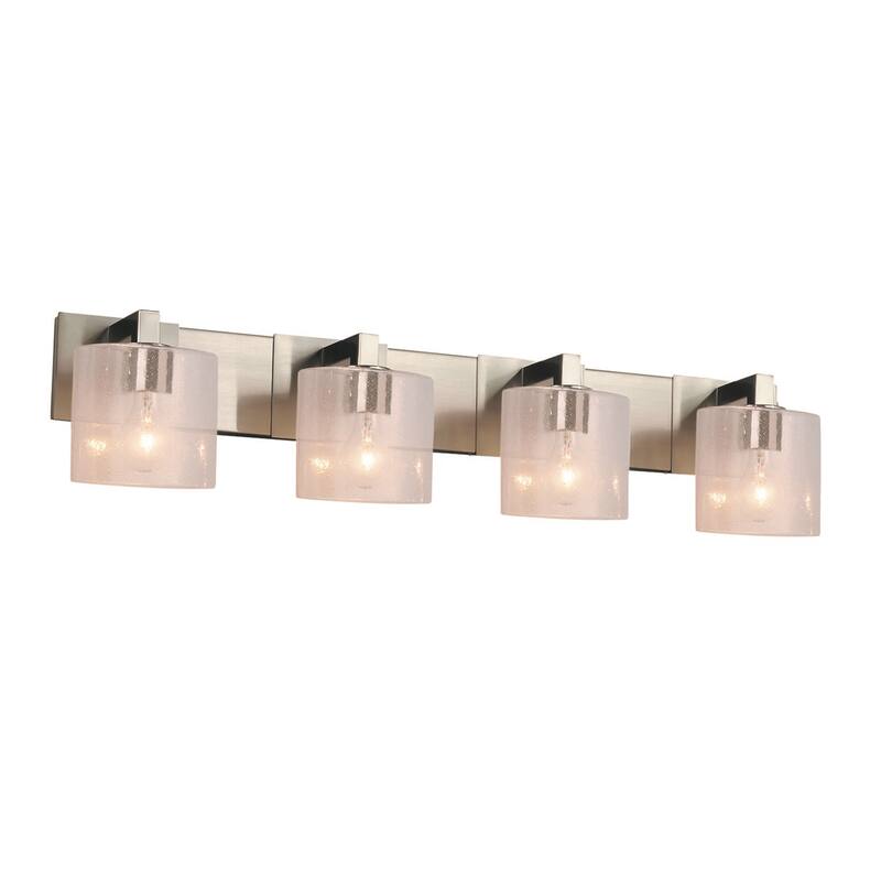 Justice Design Fusion Modular 4-Light LED Bath Bar, Oval Seeded Artisan Glass Shade