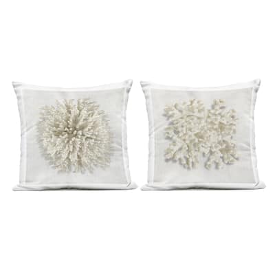 Stupell Distinct Natural Coral Printed Outdoor Throw Pillow Design by Caroline Kelly (Set of 2)