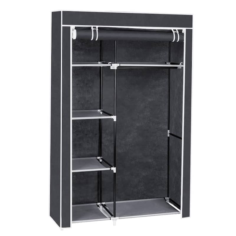 64-inch Portable Closet Storage Organizer Wardrobe Clothes Rack - Grey