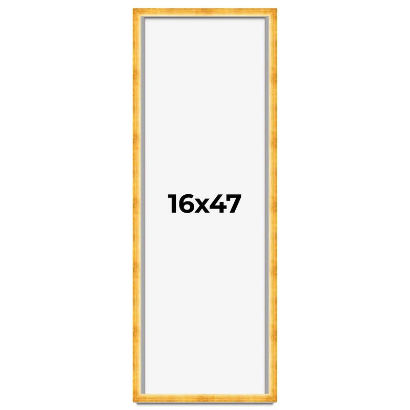 16x47 Shadow Box Frame Gold | 1.625 Inches Deep Real Wood Traditional