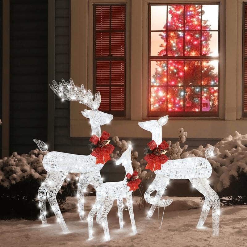 3pcs LED Christmas Family Elk Decoration