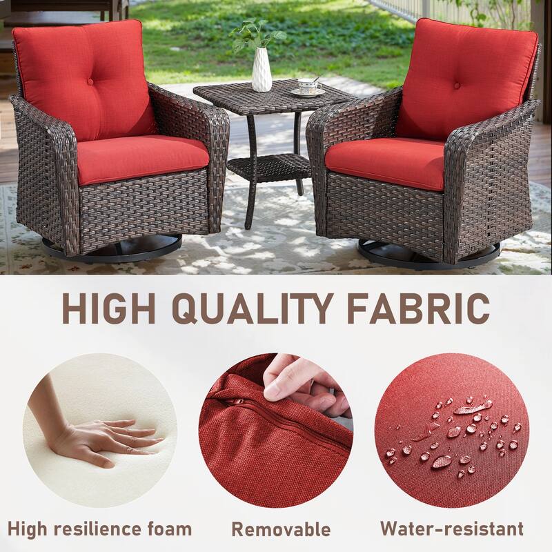 Outdoor Swivel Glider Chairs with Side Table Rocking Chair