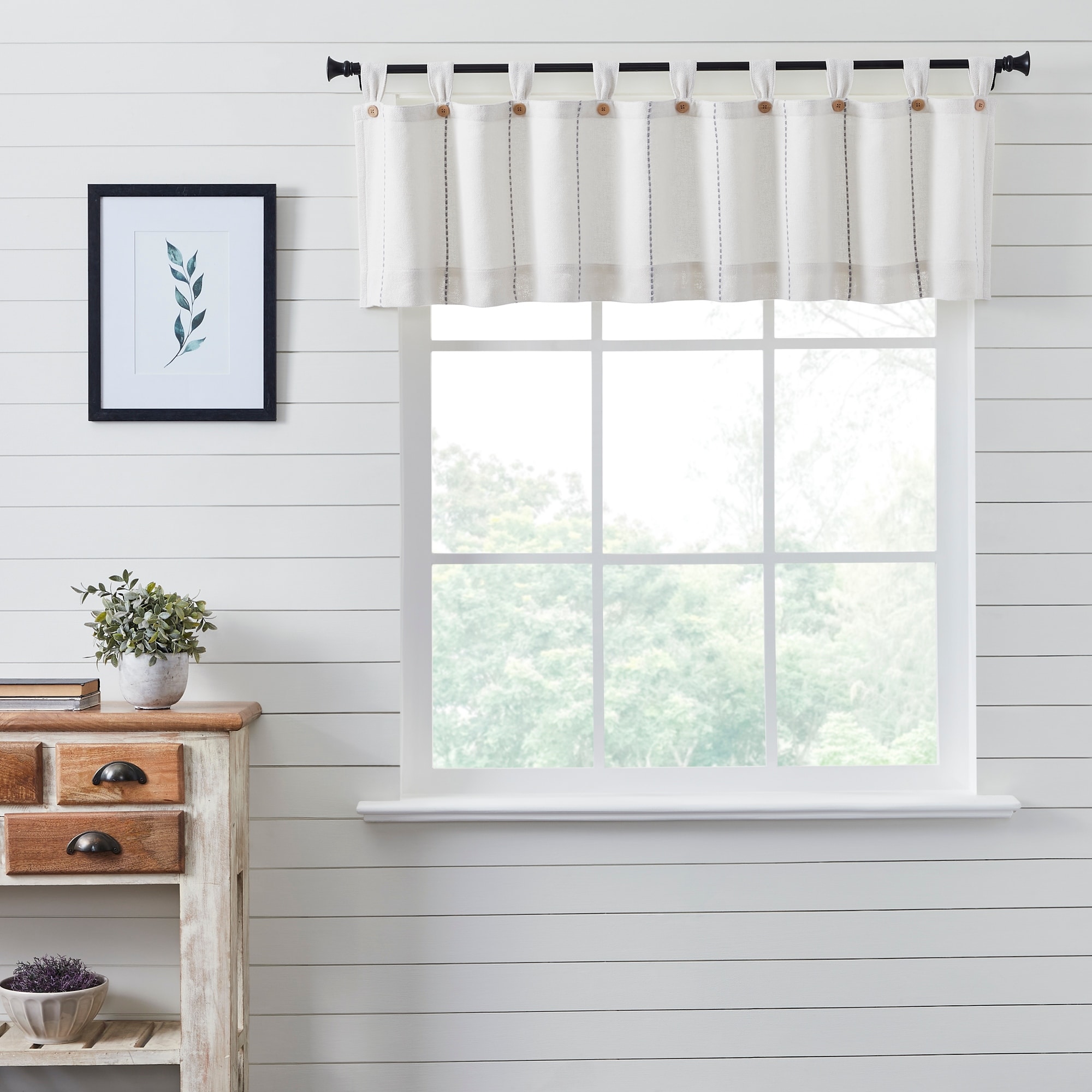 Stitched Burlap White Valance 16x72 - M