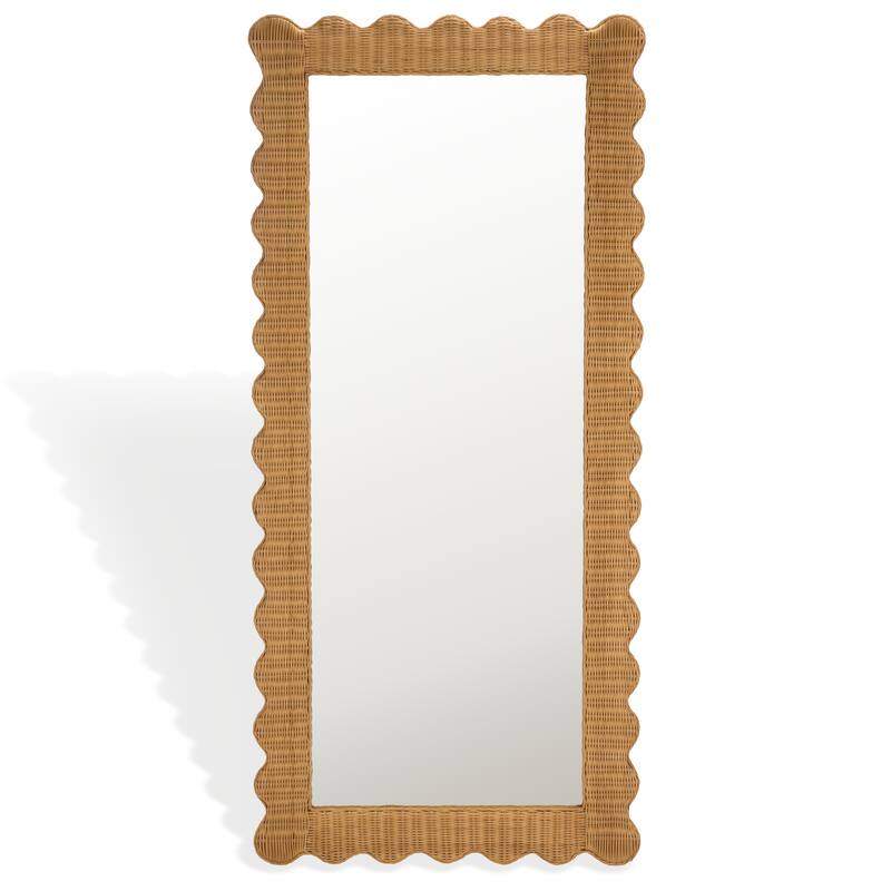 SAFAVIEH Couture Glendetta Natural 70.5-inch Large Vertical Rectangle Rattan Mirror - 32.7"W x 1.5"D x 70.5"H