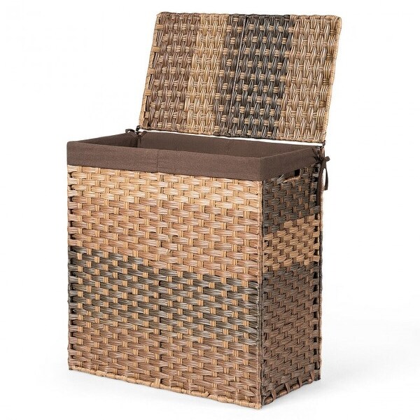Laundry Hamper Hand Woven Synthetic Rattan Laundry Basket 23