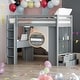 preview thumbnail 11 of 16, Modern Twin Size Loft Bed With Large Shelves,Writing Desk and LED Light