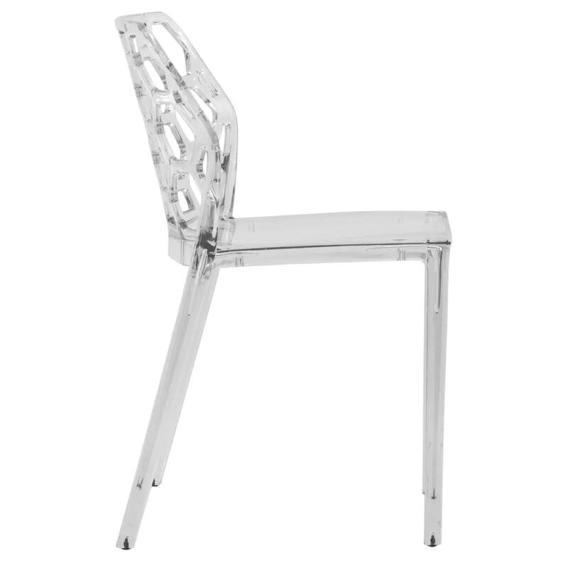 Dynamic Modern Transparent Honeycomb Cut Out Lucite Stackable Dining Chair for Home Dining Rooms Patio Commercial Event Seating