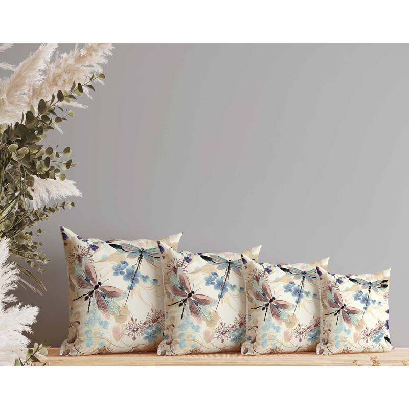 Wings in Motion Indoor/Outdoor Reversible Throw Pillow Blue and Beige