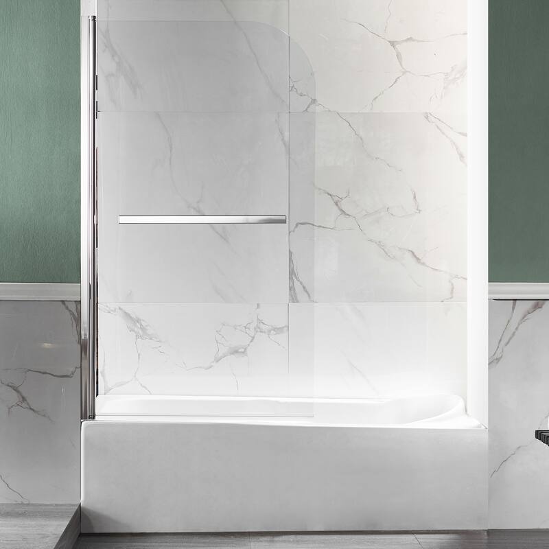 Myth 28 in. x 56 in. Frameless Tub Door with TSUNAMI GUARD