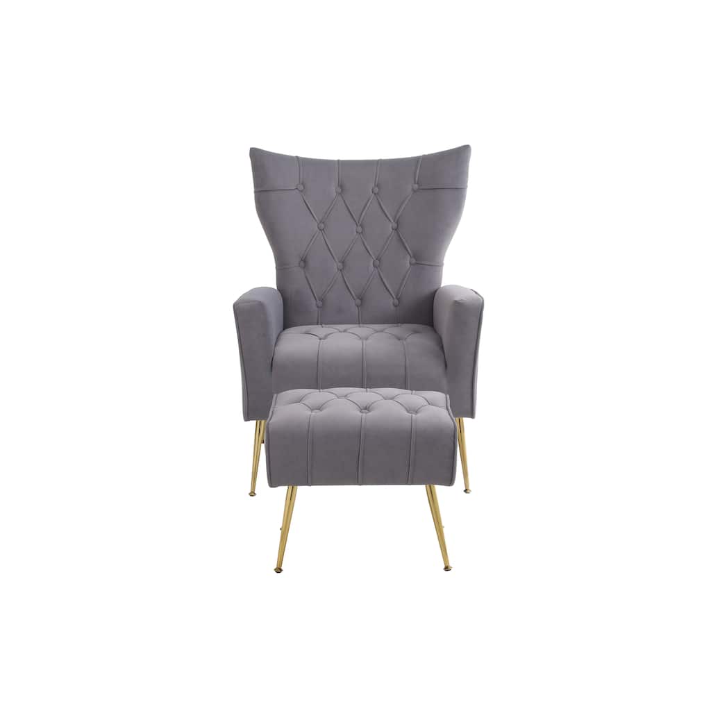 Modern Accent Chair with Ottoman, Comfy Armchair