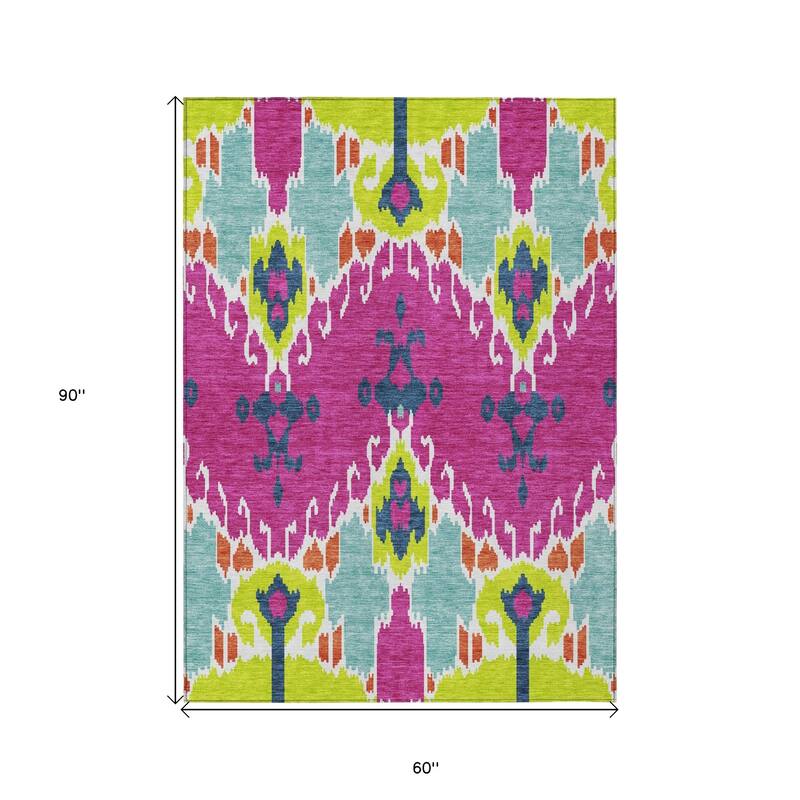 HomeRoots Ikat Transitional Rectangle Outdoor Rug