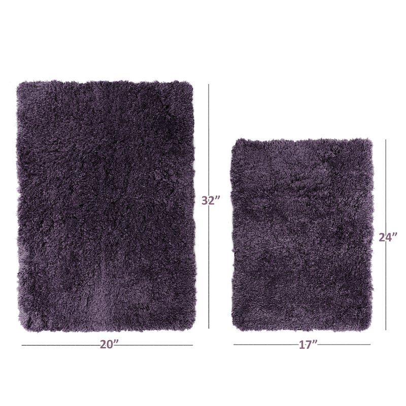 Porch & Den Lorena Shaggy/ Non-slip Rubber Backed Bath Rug Set