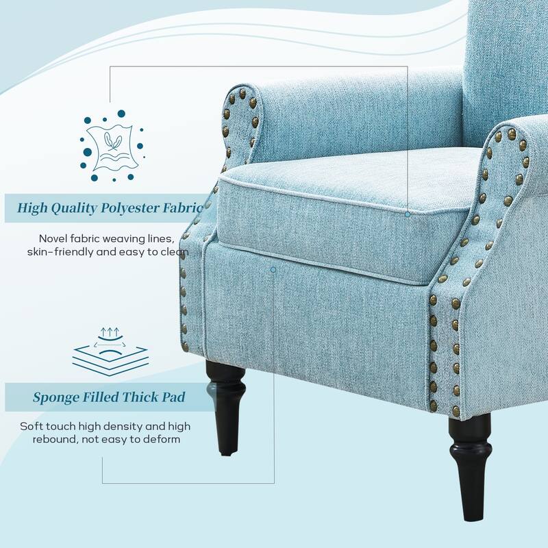 Mid-Century Modern Upholstered Accent chair with Solid Wood Legs