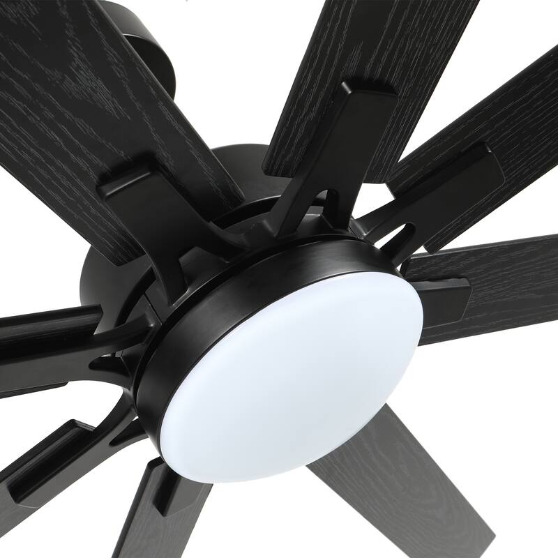 72'' Black Indoor Ceiling Fan with Light Remote Control
