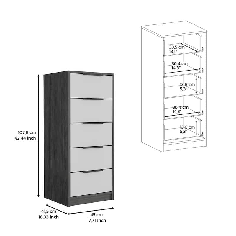 5 Drawers Dresser with Metal Handle