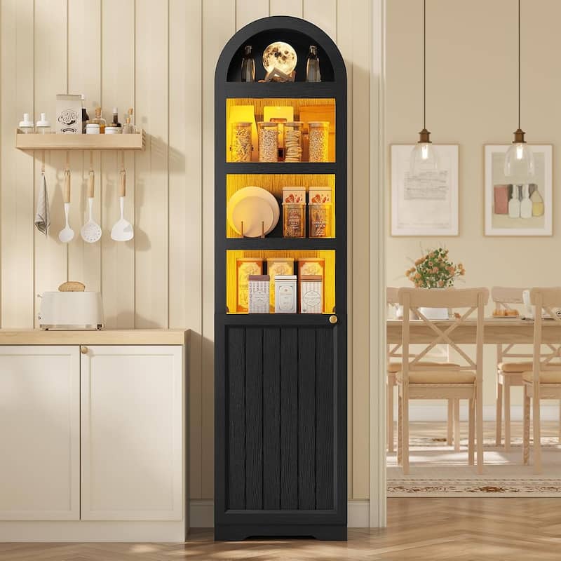 Tall Arched Cabinet Bookcase Storage Bookshelf Door Bathroom Storage Cabinet