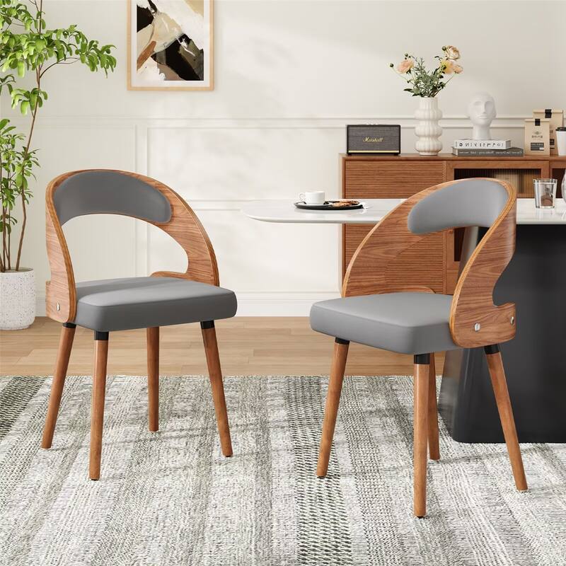 Modern Upholstered Dining Chairs with Curved Backrest (Set of 2)