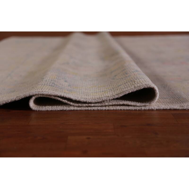 Hand Knotted Oriental 100% Wool Carpet Transitional All-Over Beige & Ivories Oushak Area Rug - 12' 5'' X 8' 7''