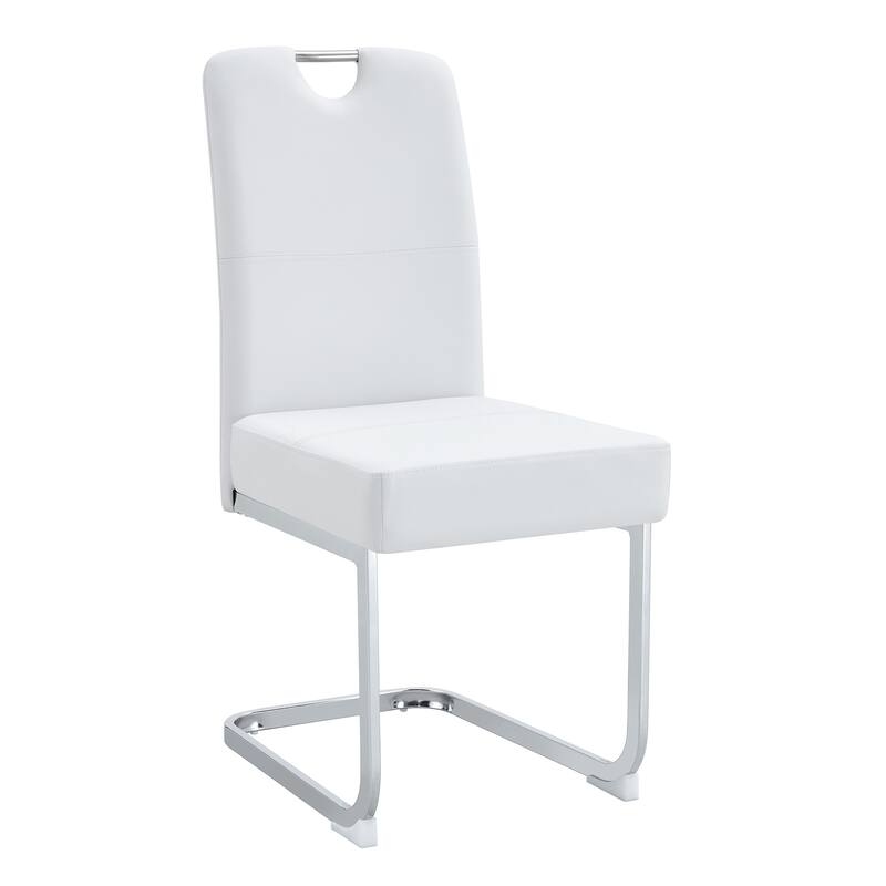 4 Piece PU Leather Kitchen Dining Chairs with Thick Cushions, Inner Springs, Metal Frame for Dining Room Kitchen Living Room