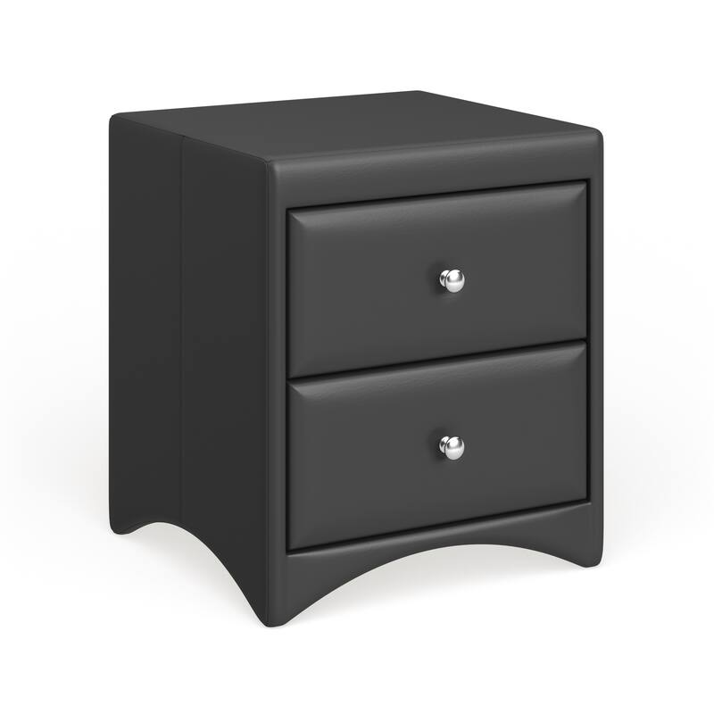 Baxton Studio Dorian Black Faux Leather Upholstered Modern Nightstand - 2-drawer