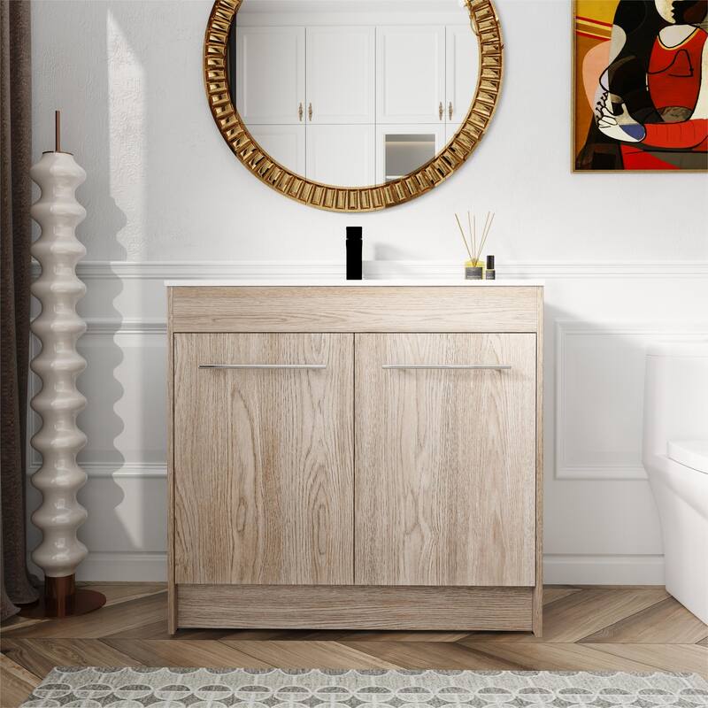 Bathroom Vanity With Sink In 30 Inch, Freestanding Bathroom Vanity With Soft Close Door