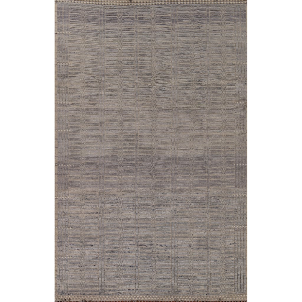 All-Over Striped Moroccan Large Area Rug Handmade Wool Carpet - 9'10"x 14'3"