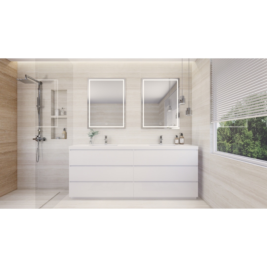 Aron 84'' Freestanding Vanity with Double Reinforced Acrylic Sink