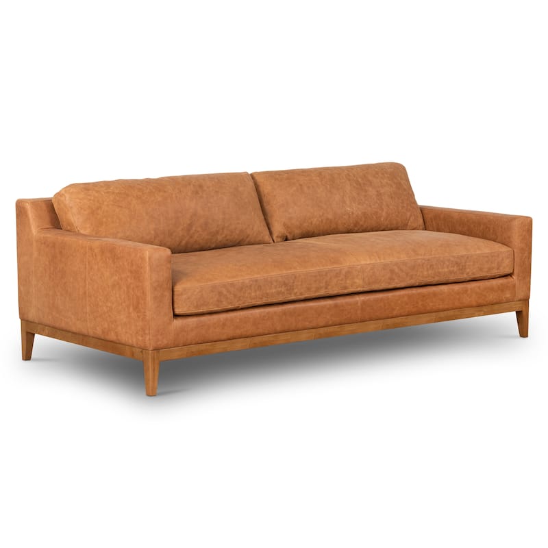 Poly & Bark Zyon 90" Sofa in Cognac Tan - Full Grain Genuine Italian Leather