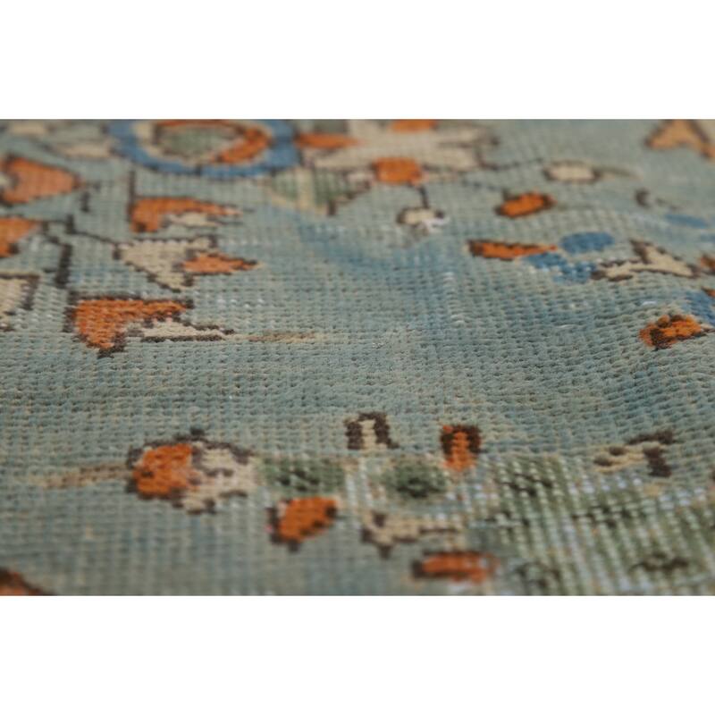 Light Blue Floral Tabriz Persian Rug Hand-Knotted Wool Carpet - 7'7"x 11'1"