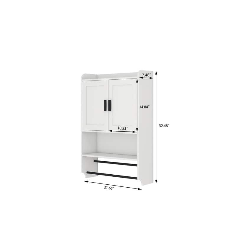Bathroom Wall Cabinet with Doors,Adjustable Shelf,Towel Bar and Paper Holder
