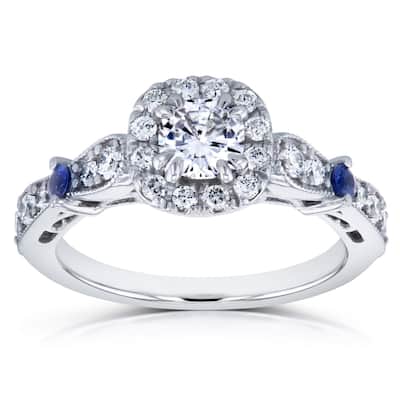 Kobelli 1 Carat Mixed Stone Solid 14k Gold Vintage Style Engagement Ring
