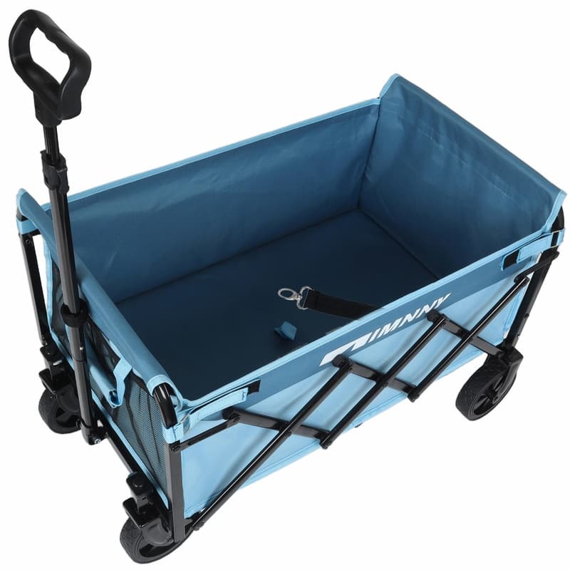 Collapsible Utility Wagon with Wheels, Lightweight Folding Cart with Cup Holders
