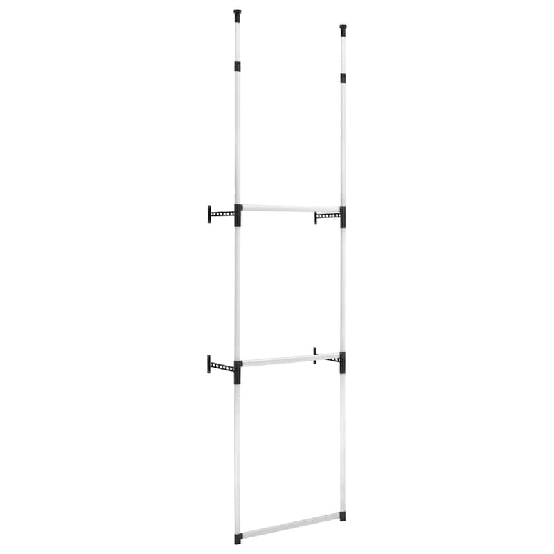 vidaXL Telescopic Wardrobe System with Rods Aluminum - 25.6"-43.3" x 11" x 98.4"-118.1"
