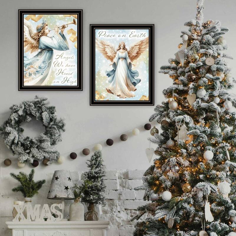 2-Piece Framed Wall Art Set - Angels We Have Heard on High, Black Frame