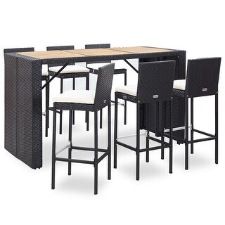 vidaXL Solid Acacia Wood Outdoor Bar Set 5 Pieces Poly Rattan Furniture 
