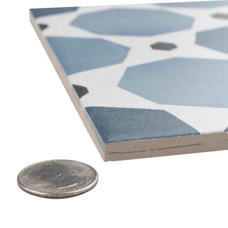 Merola Tile Caprice Colours Sapphire Encaustic 7.86" x 7.86" Porcelain Floor and Wall Tile