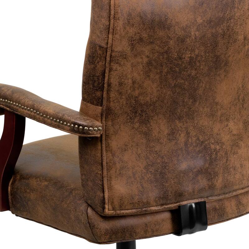 Upholstered Brown Swiveling Executive Office Armchair