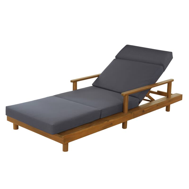 Christopher Knight Home - Modern Indoor/Outdoor Acacia Wood 4-Fold Adjustable Chaise Lounge with Water-Resistant Cushion