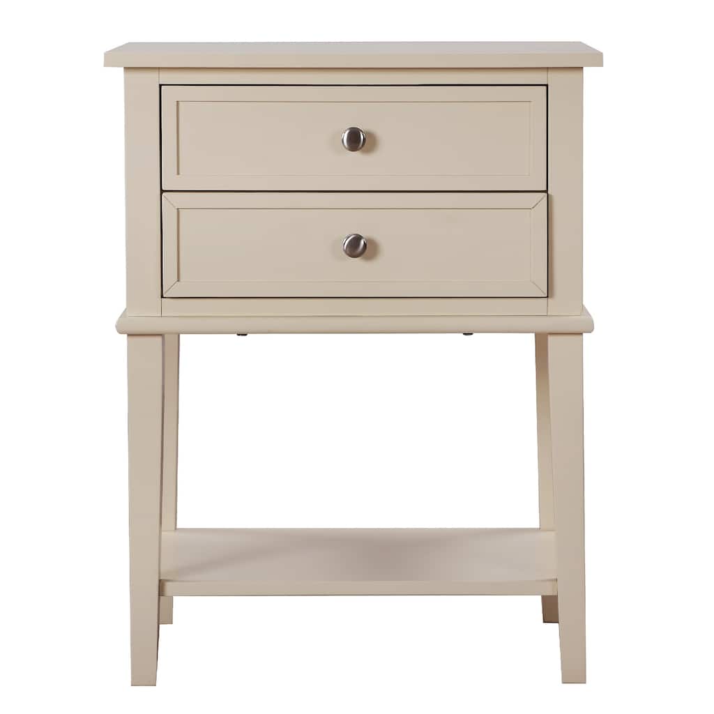 2-Drawers Solid Wooden Nightstand Accent Table - 28" - Beige