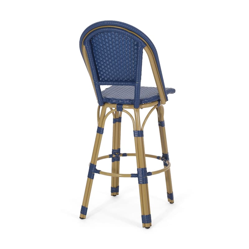 Shelton Wicker and Aluminum Outdoor 29.5 Inch Barstools by Christopher Knight Home -Set of 2